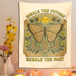 Moon Cat Tapestry Wall Hanging Tarot Inhale the Future Boho sun flower moth Home Decoration Hippie Mattress Girl Dorm Room Decor
