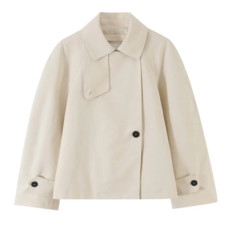 Loose Long Sleeve High Collar Short Windbreaker Jacket New Autumn Women's Fashion Casual Style All-Match Outerwear Coat