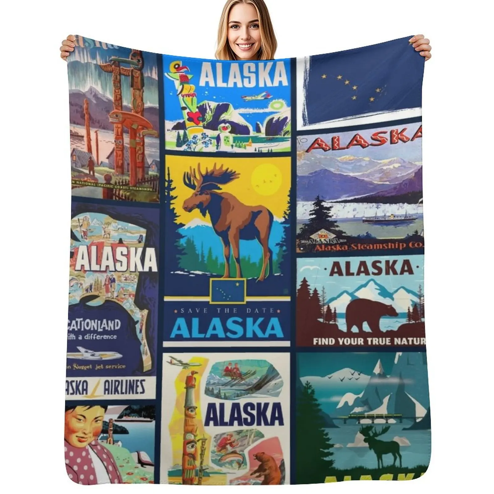 

Alaska - I love ALASKA Throw Blanket Summer Beddings Thermal Cute Plaid Extra Large Throw Blankets