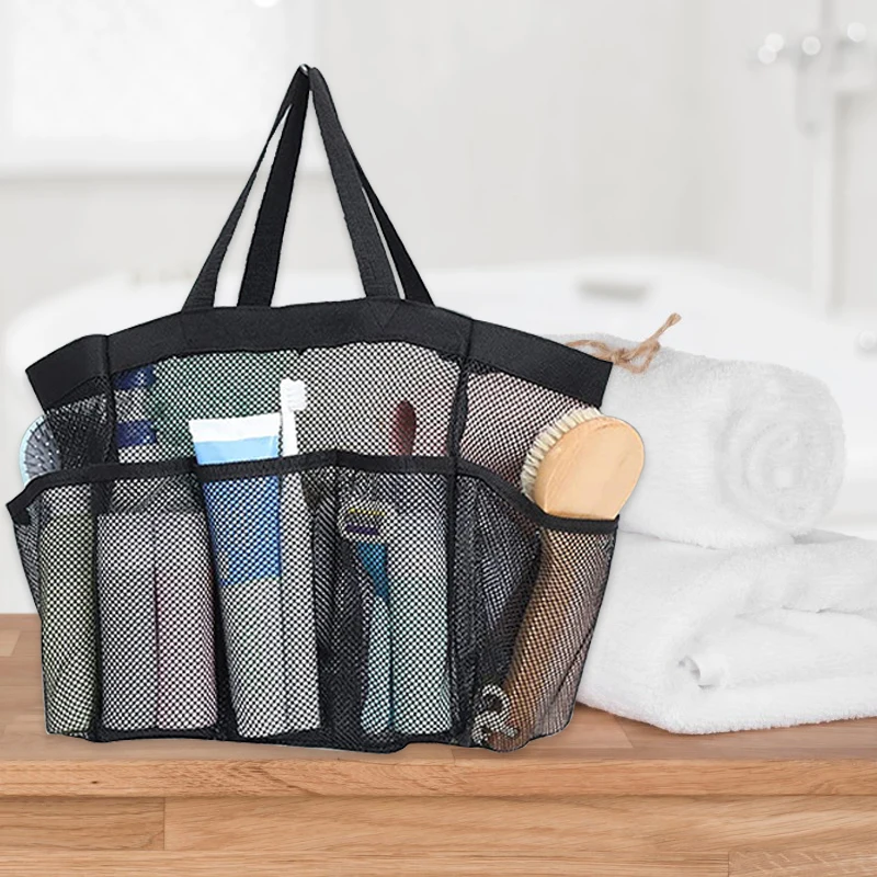 Portable Transparent Mesh Beach Bag Bath Swimming Bath Bag Mesh Storage Bag Translucent Travel Wash Bag Makeup Organizer