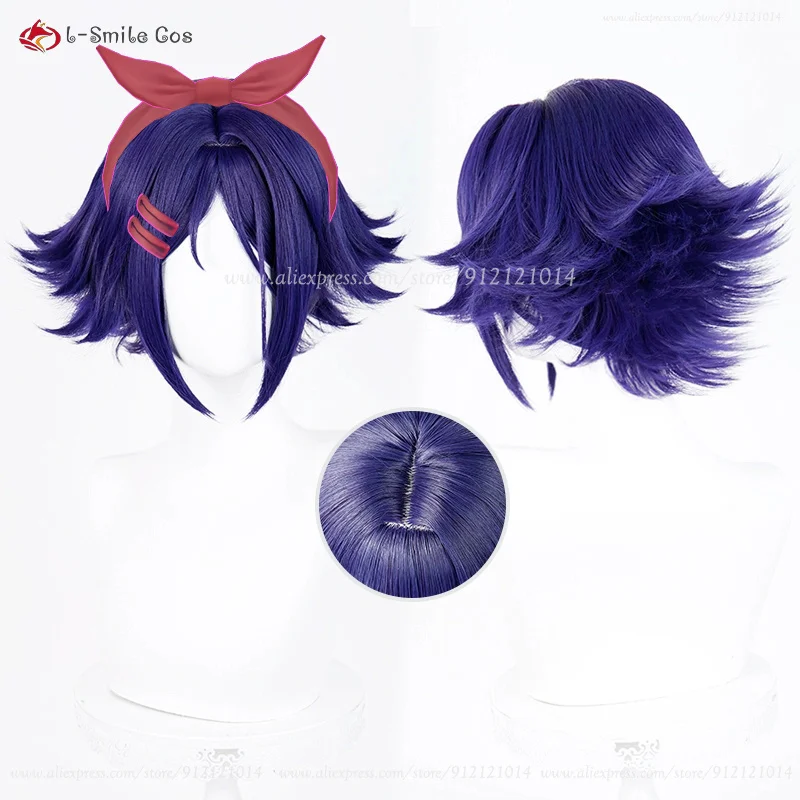 ميتا تصفيف الباروكات جمع الأرجواني الأزرق شعر مستعار قصير ميتا أنيمي شعر مستعار تأثيري مقاومة للحرارة الاصطناعية الشعر + غطاء شعر مستعار #6