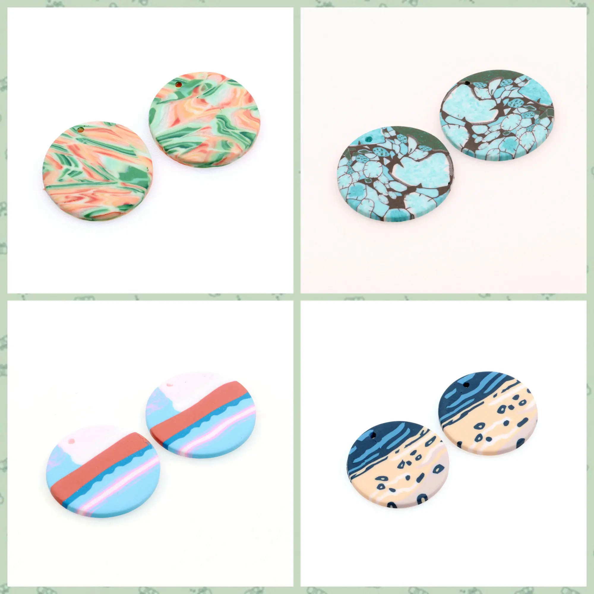 

Polymer Clay Earring Findings-Jewelry Charms-Round shaped pendants for making Necklace,Handmade,DIY Connector-PC-42