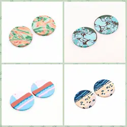 Polymer Clay Earring Findings-Jewelry Charms-Round shaped pendants for making Necklace,Handmade,DIY Connector-PC-42
