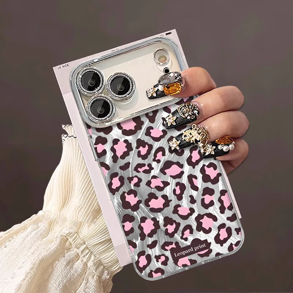 Galvanisierte Linsenschutz-Hüllen für iPhone 15 16 17 14 Pro Max Plus, iPhone 13 12 11 7 8 XS XR, Luxus-Leopardenmuster-Schutzhülle – Detail 1