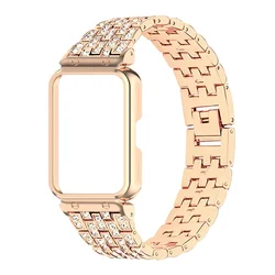 Strap Case Protector for Samsung Galaxy Fit 3 Diamond Watchband for samsung galaxy fit 3 Metal Bracelet Protective Shell Cover
