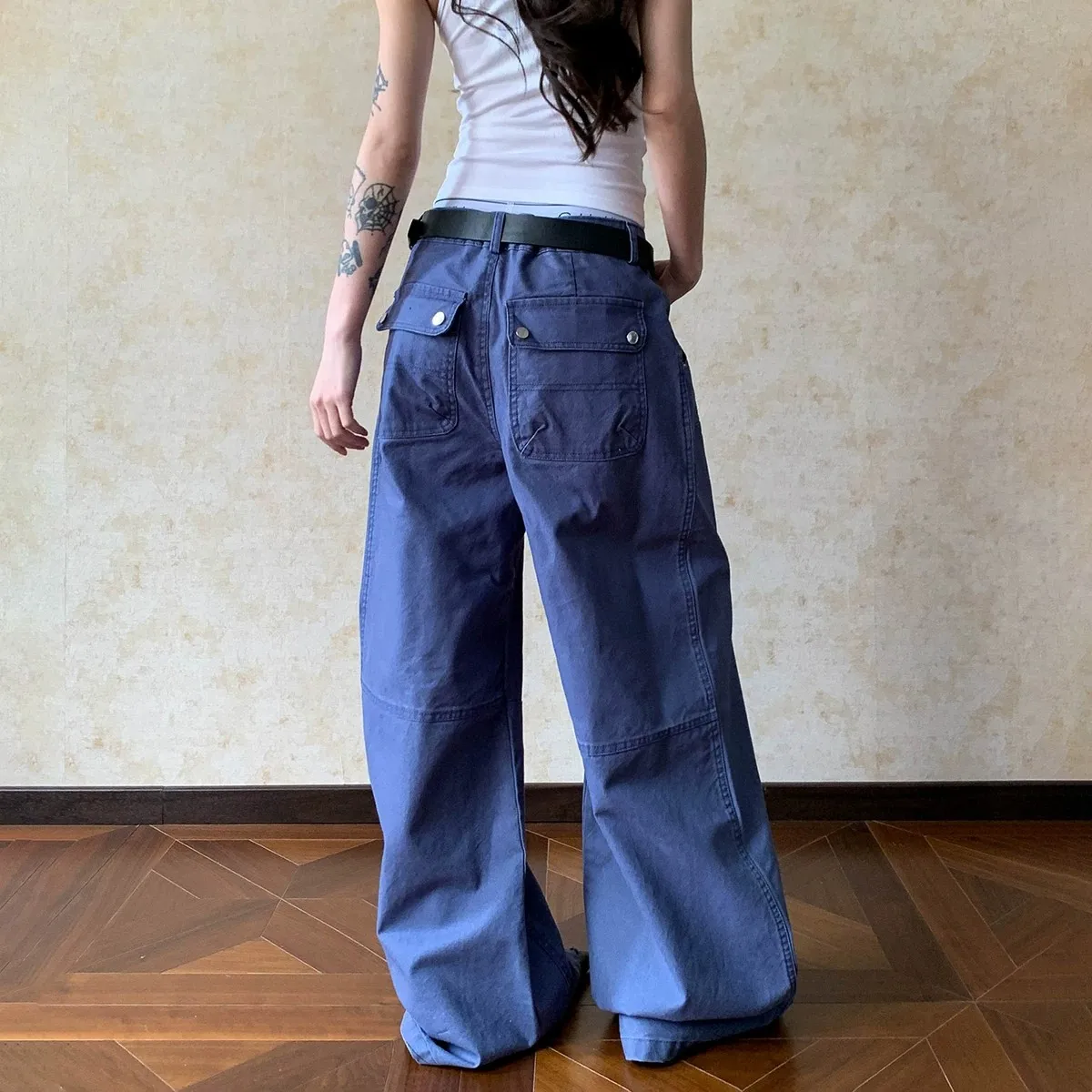 Multi-pocket Tooling Logging Pants for Men and Women T Loose Straight Versatile Stacking Pants