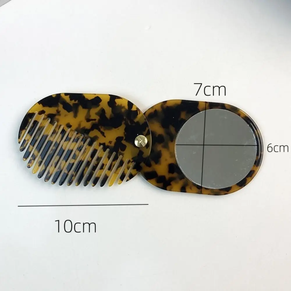 Miroir de maquillage en acétate Simple, Mini peigne multifonctionnel, peigne à cheveux épais et pliant, voyage