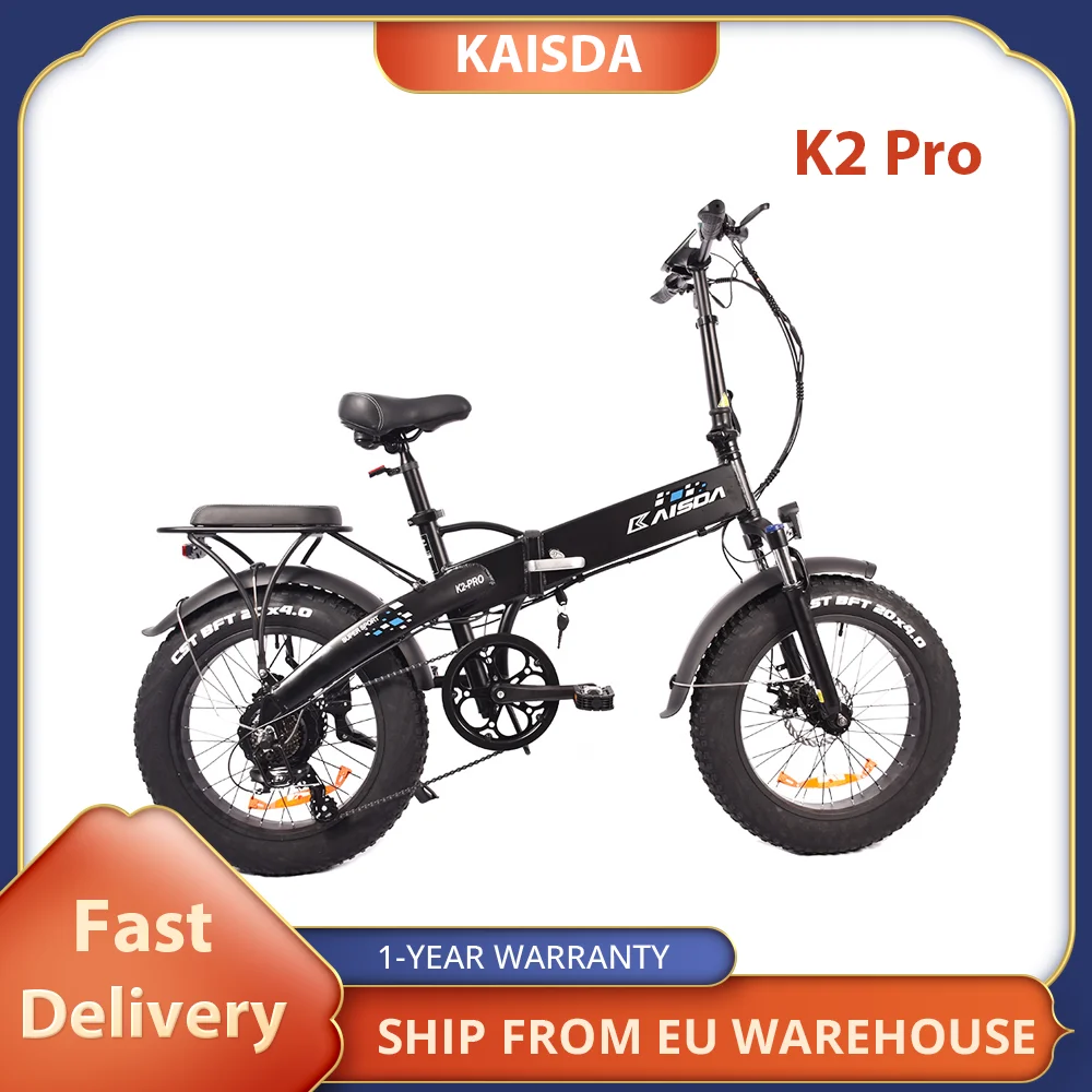 KAISDA K2 Pro Folding Electric Bike 350W Powerful Motor 12.8Ah  20*4.0 inch Fat Tire Moped Mountain Bicycle 35km/h Max Speed