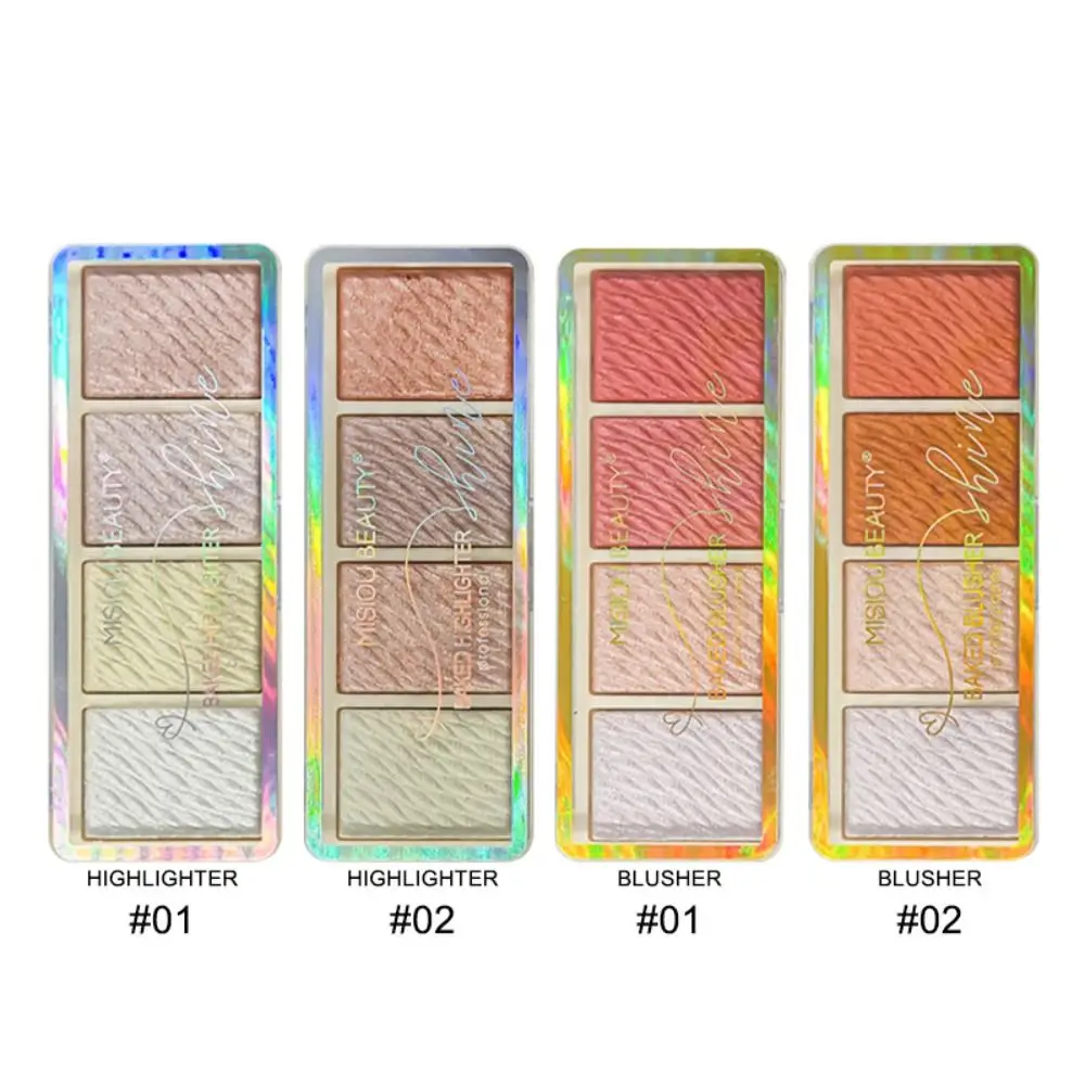 4 colori Glitter Highlighter Palette 3D Face Bronzer Highgloss Face Contour Blush Palette lunga durata impermeabile