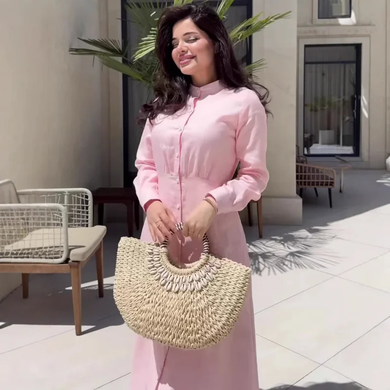 

2025Summer New Gentle Style Fashionable Elegant Long Sleeve Waist-Cinching Long Dress for Women