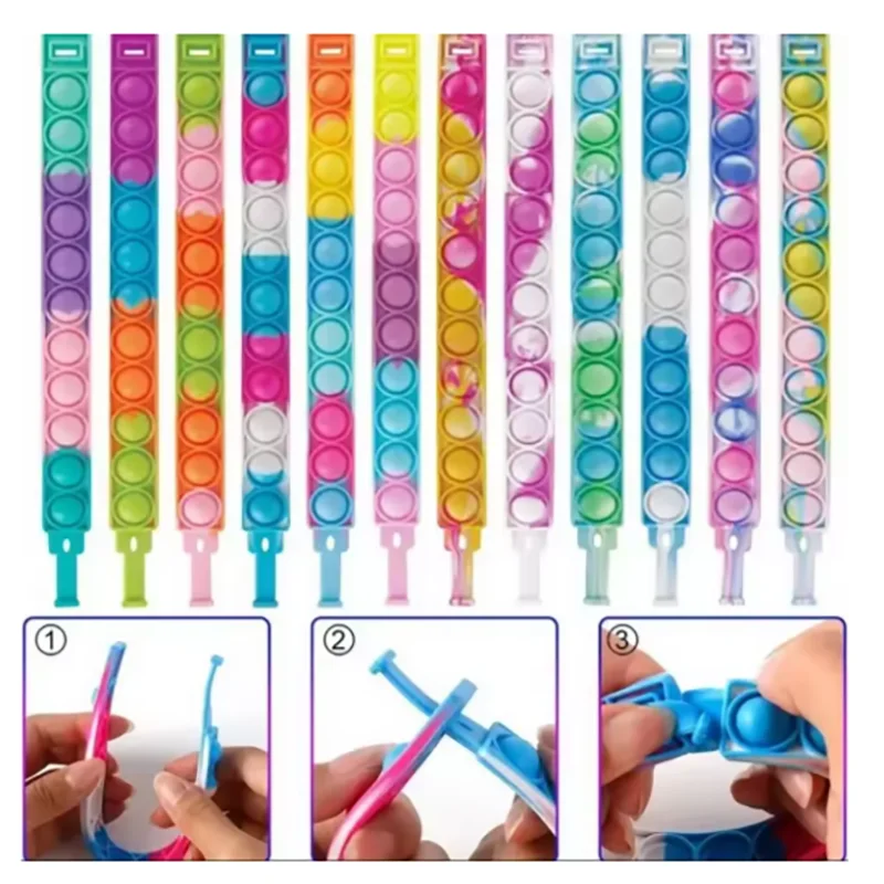 

1-30 шт. Браслеты-антистресс Pop It: сенсорные игрушки для снятия стресса, подарки для детей на вечеринки