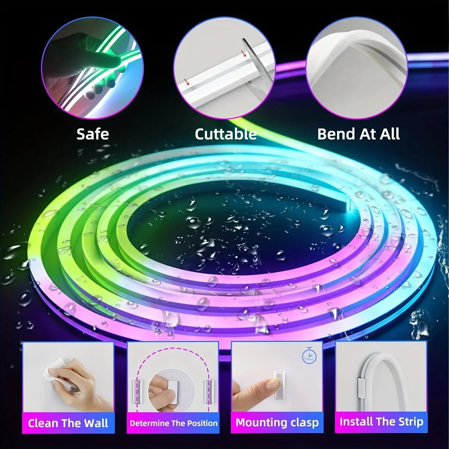 RGB مرنة LED قطاع أضواء USB النيون حبل أضواء عن بعد App التحكم مزامنة الموسيقى تغيير لون غرفة الألعاب ديكور الحفلات DIY تصميم