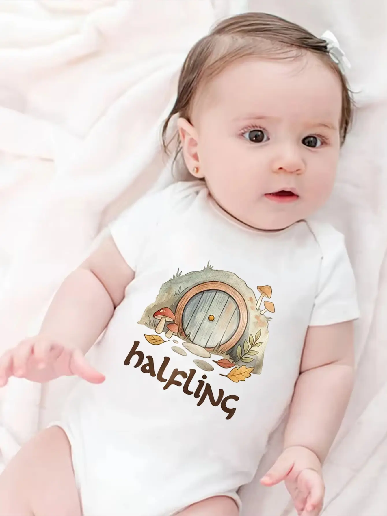 2026 New Style Halfling Baby Onesie - Cute Fantasy Hobbit Hole Bodysuit for Nerdy Newborns Comfortable and Breathable