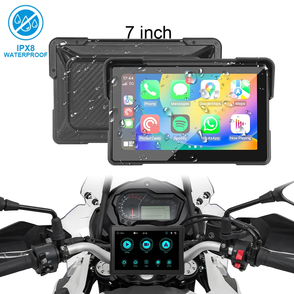 

Motorbike Car Recorder Screen 7 Inch Motorcycle Touch Screen IPS Water & Dust Resistant Waterproof Touch Screen Navigation Music