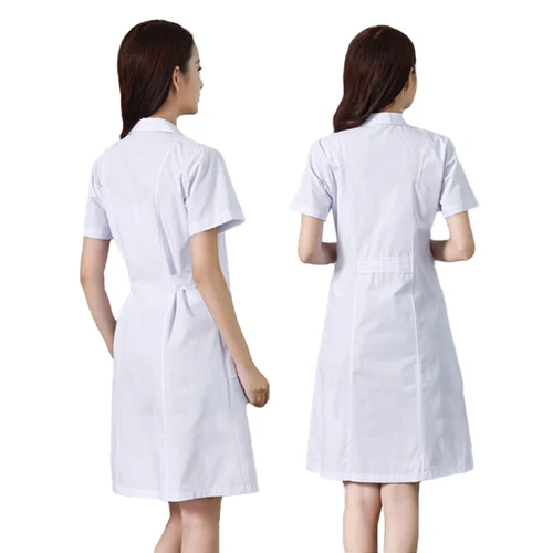 Imagen 2 del producto Uniformes clínicos hospitalarios bata de laboratorio farmacia manga corta enfermera Doctor vestido bata médica mujer bata blanca