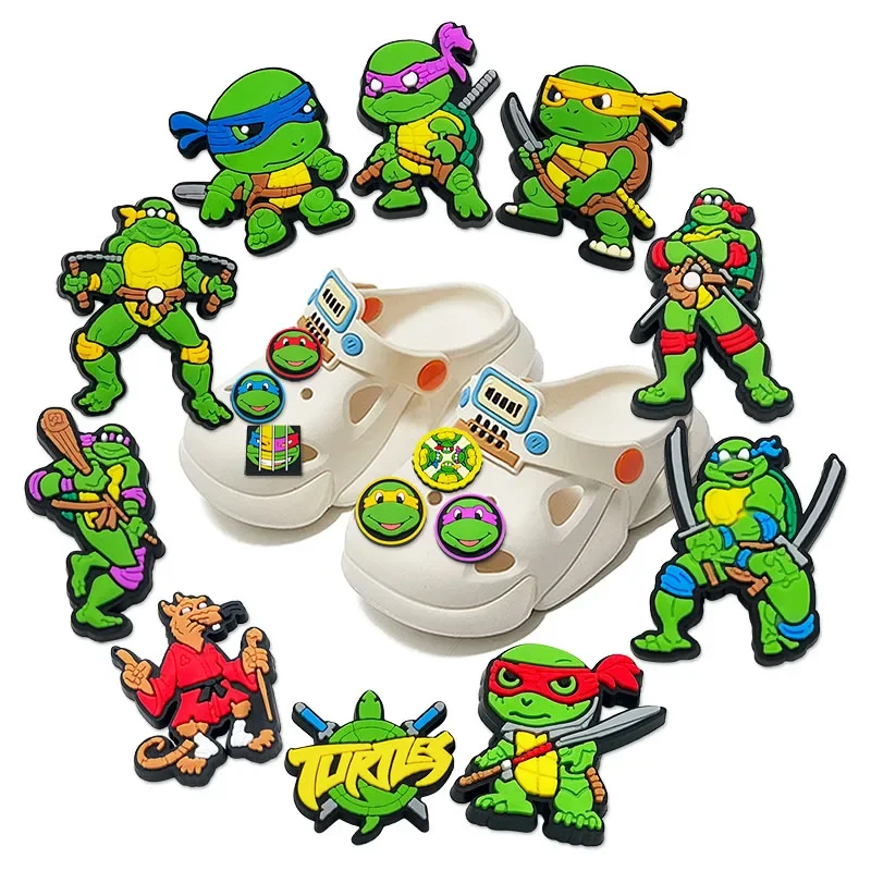 16pcs Ninja Turtle anime Cartoon Shoe Charms Shoe Buckle Decoration Children\'s Favorite Gifts Holiday Gifts Sandals Accessories