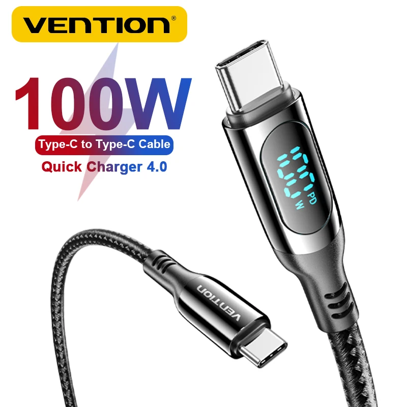 Vention PD 100W USB Type C To USB C Display Cable For Samsung Xiaomi Realme OnePlus 11 Type C Fast Charger Cable For Macbook Pro