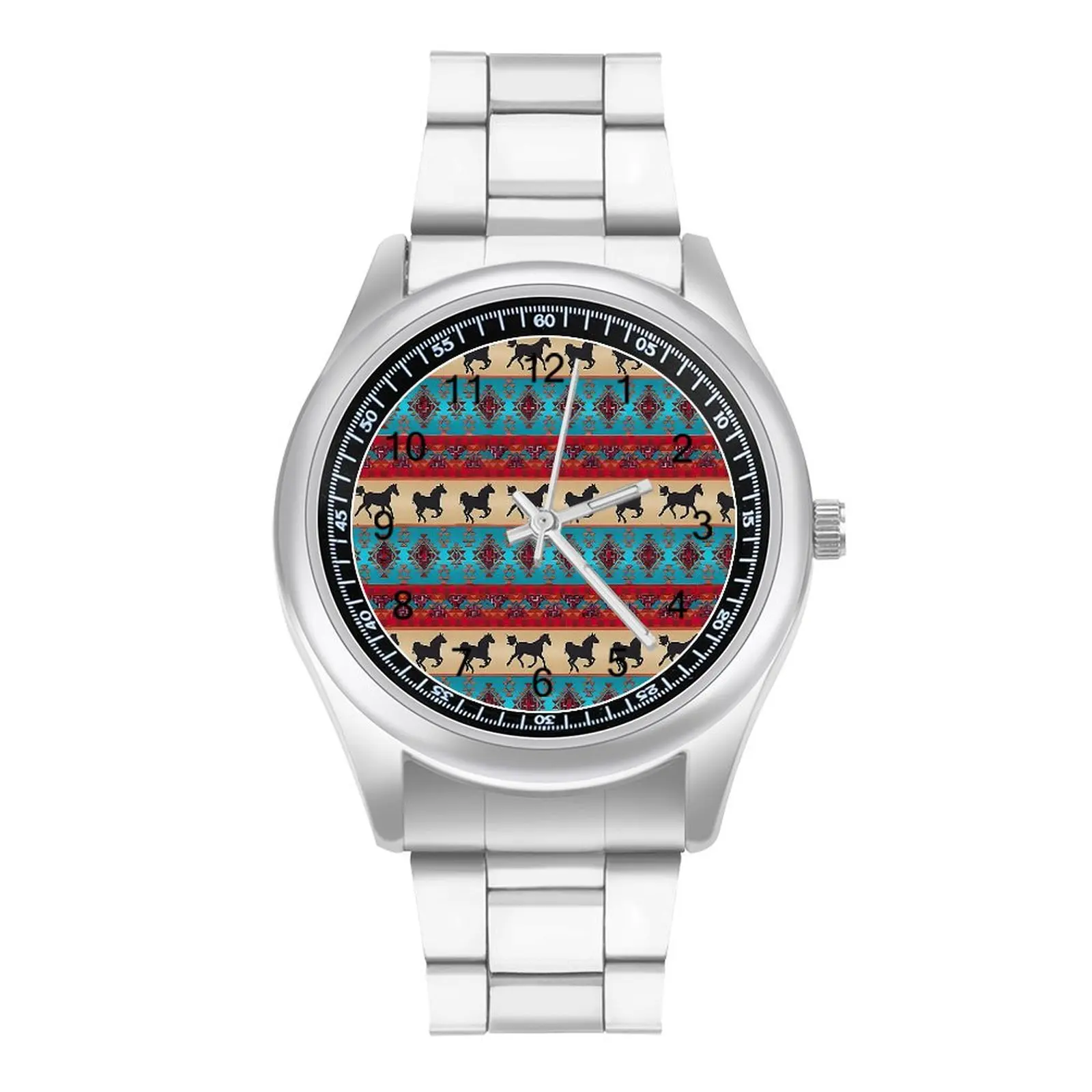 Tribal Horse Quartz Watch Vintage Print Classy Boys Wrist Watches Photo Steel Travel Wholesale Wristwatch