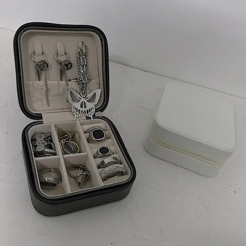 

SHARE simple zipper jewelry storage box travel portable necklace ring earrings box for men and women