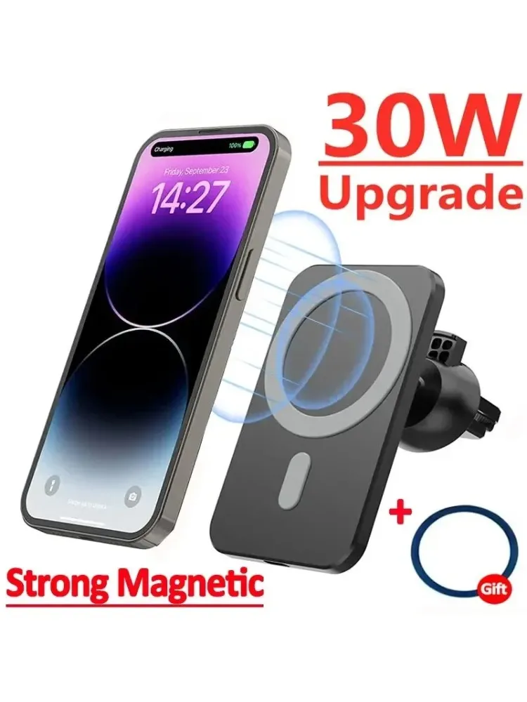 30W Snelle Draadloze Autolader MagSafe Voor iPhone 17 16 15 14 13 12 Pro Max Samsung Xiaomi Air Vent Mount Magnetische Telefoon Houder - afbeelding 2