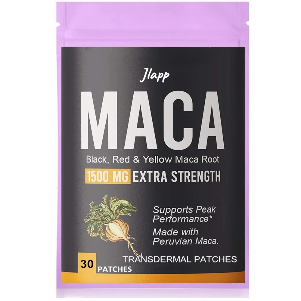 Organic Maca Root Transdermal Patches with Black + Red + Yellow Peruvian Maca Root Extract for Men and Women 30 Patches