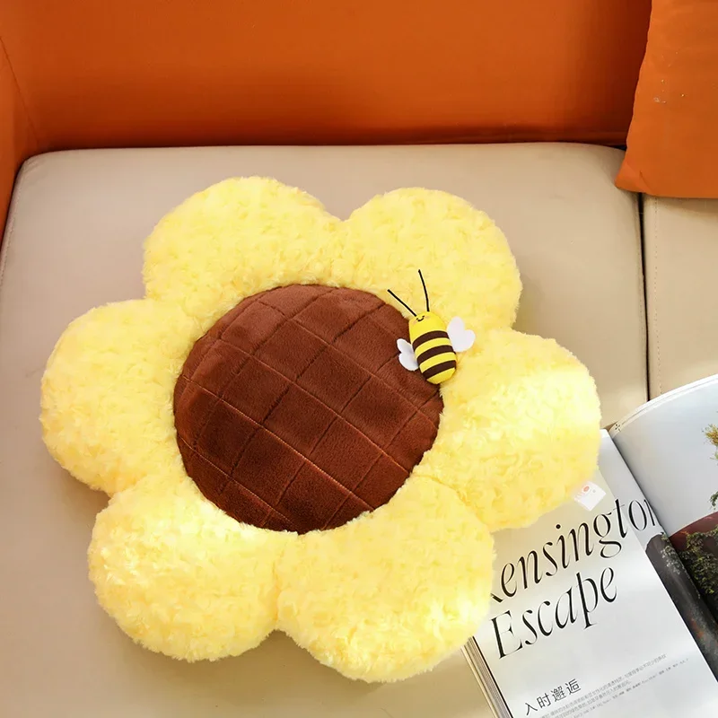 Coussin de décoration de chambre en peluche avec équation, oreiller de tournesol jaune mignon, fleur douce, jouets en peluche, cadeau d'anniversaire et de Noël pour enfants