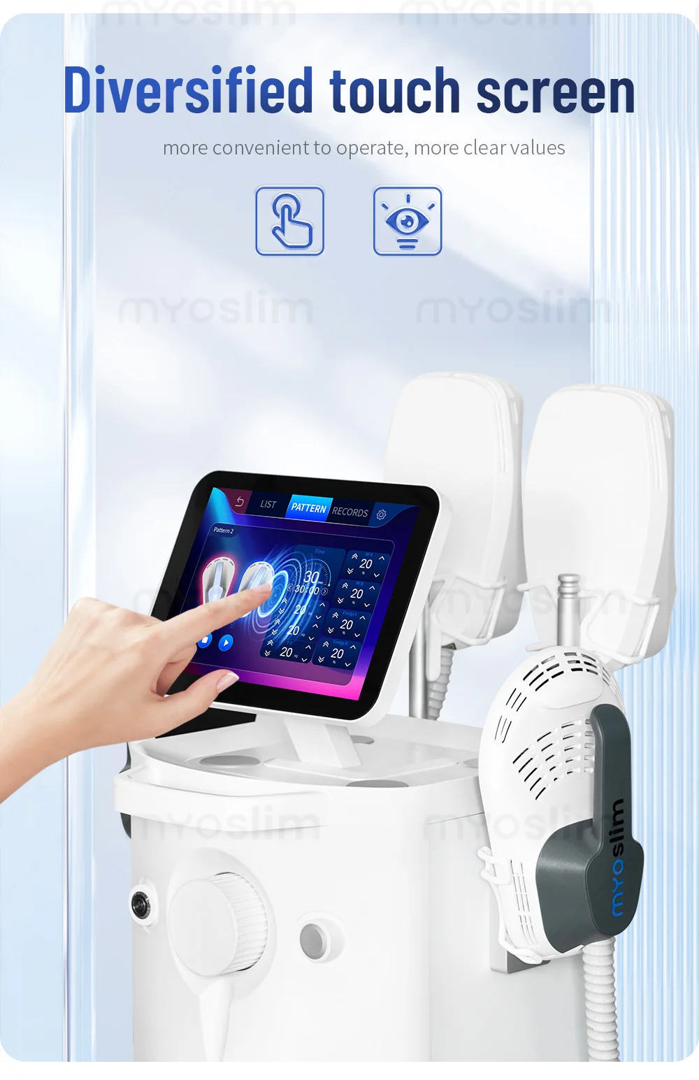 

Myoslim Pro Ultra Therapy HiEMT 6500 Вт Высокомощный профессиональный аппарат для стимуляции мышц для похудения и похудения