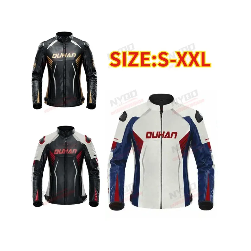 

DUHAN PU Leather Motorcycle Racing Jacket, Waterproof Removable Liner, Men Women Motorbike Cycling Jacket