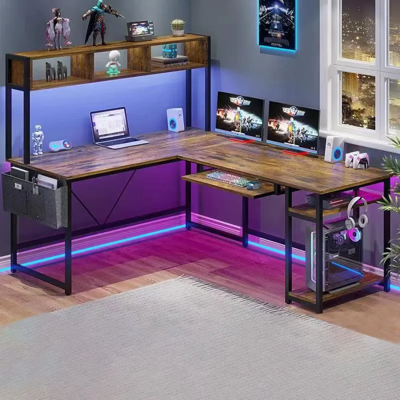 -Factory Furniture Wholesale Customization Large Cheap L-Shaped Simple Computer Desk With Shelf For Office Home