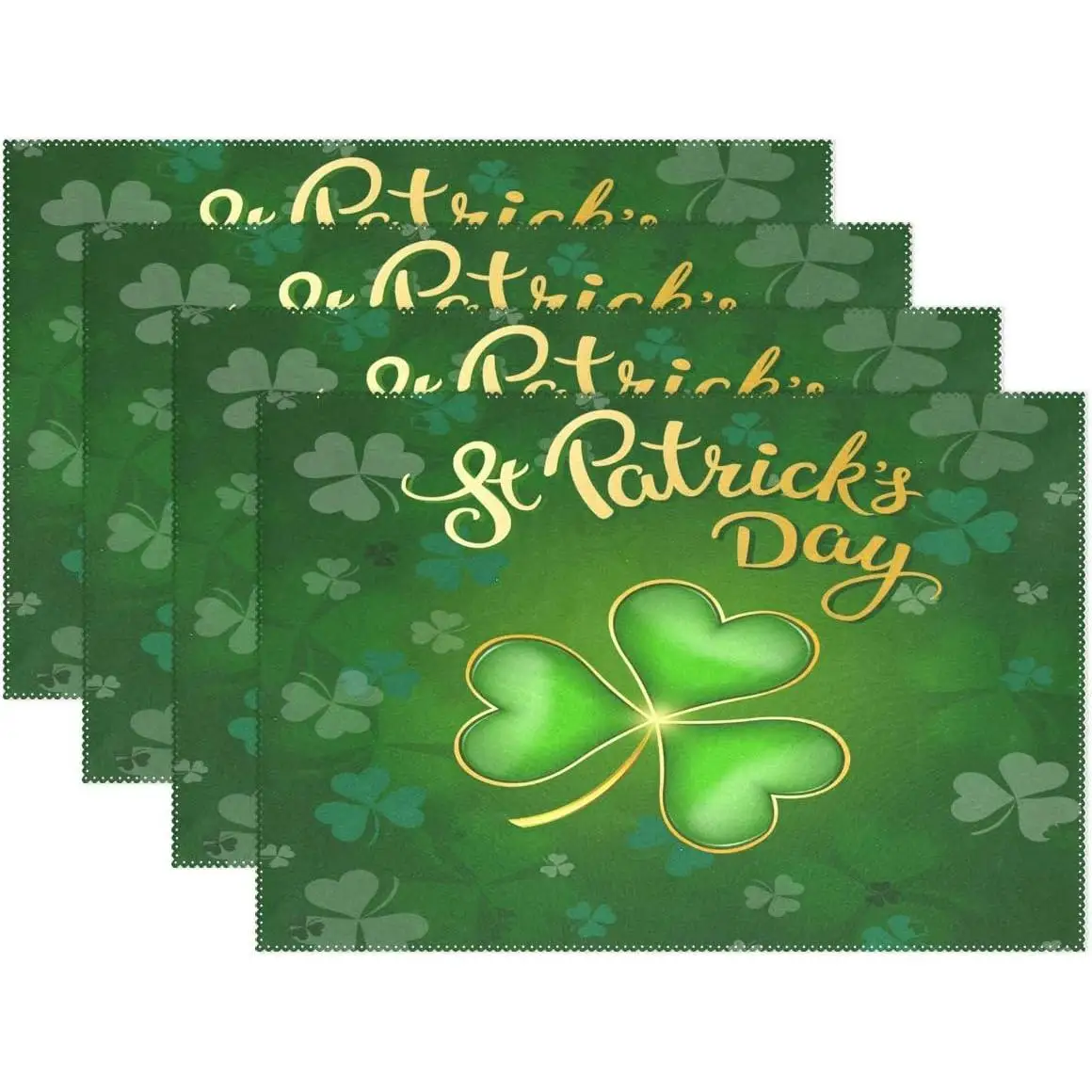 

Блестящие клеверные коврики для столовых приборов Happy, нескользящие моющиеся термостойкие коврики для столовых приборов, коврик для подноса, 12 x 18 дюймов, набор из 4 шт.