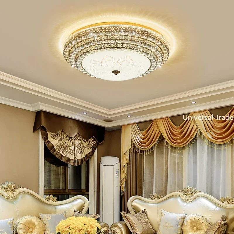 European Circular LED Crystal Ceiling Light Luxurious Living Room Light, Bedroom Simple and Modern  European Lighting Fixtures