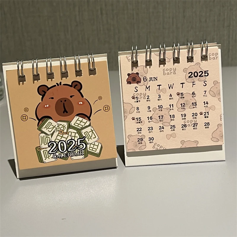 2025 Cartoon Capybara Mini Desk Calendar Desktop Calendar Small Ornaments Decoration Christmas Gift