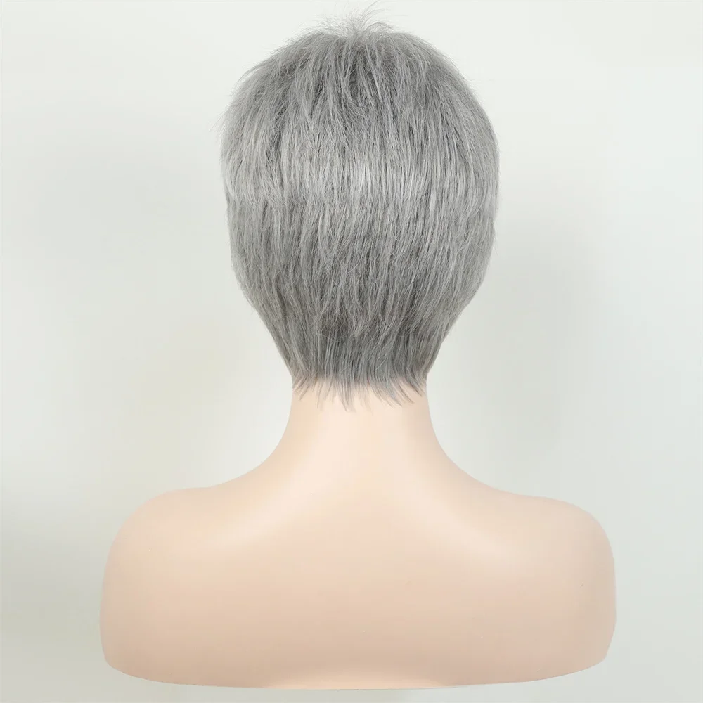 European and American Women Fashionable Wig Short Grey Wigs for Women Synthetic Wigs