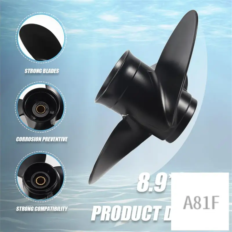 

8,9X8,5 Черный подвесной гребной винт для лодки 2-тактного двигателя Tohatsu 9,8 л.с. из алюминиевого сплава 3B2-64517-0