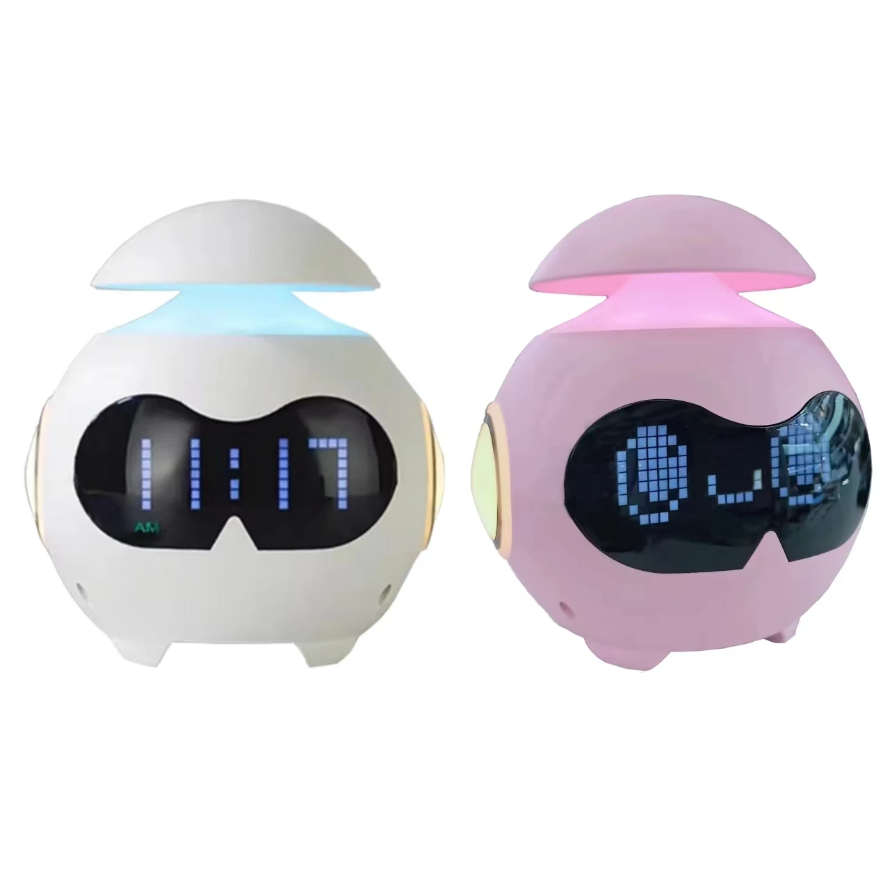 USB 5v Cute Robot cyfrowy budzik zegar światło nastrojowe zegar z muzyka Bluetooth wyrażeniem RGB LED lampka nocna światło nastrojowe