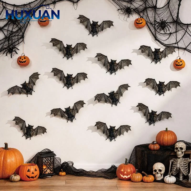 12Pcs/Set Halloween 3D Bat Wall Stickers Home Room Indoor Decoration Scary Props Kids Party Favors Wall Decals Window Sticke