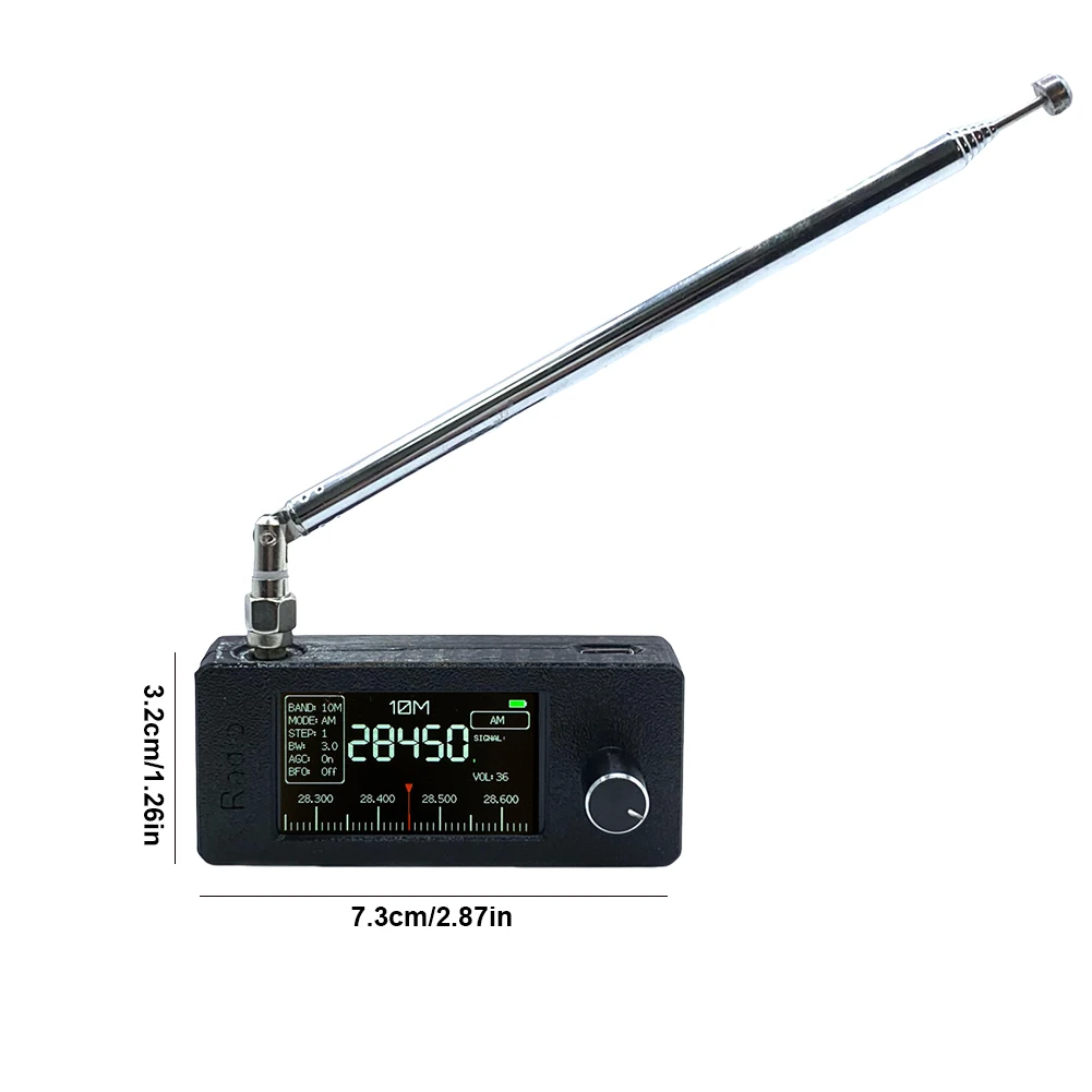 1,9-calowe kieszonkowe mini radio SI4732 0,5-108 MHz Przenośny odbiornik radiowy HF SW MW VHF LSB USB AM FM z anteną Ekran IPS