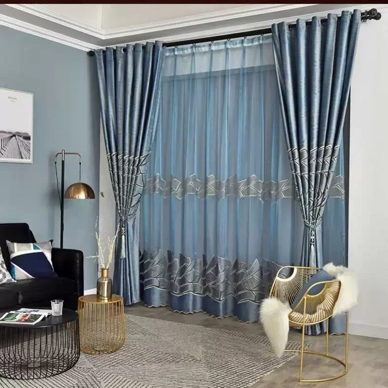 European Openwork Embroidery Luxury Curtains for Living Room Semi Blackout Tulle Premium Crack Custom Dining Bedroom Decor