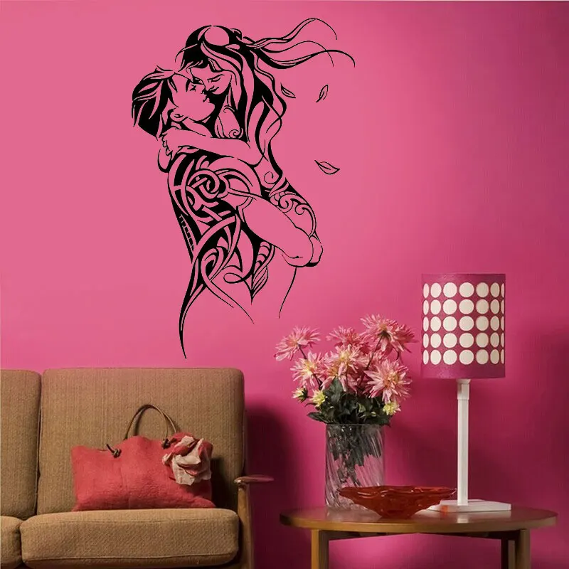 Vinyl wall stickers, abstract couple bedroom art stickers murals love themed wall stickers home bedroom decoration stickers 17