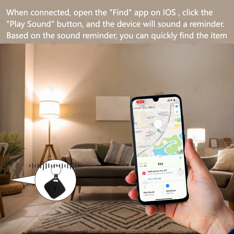 Smart Bluetooth GPS Tracker Works with Find My APP Anti Lose Reminder Device for iOS Replacement Locator MFI Rated