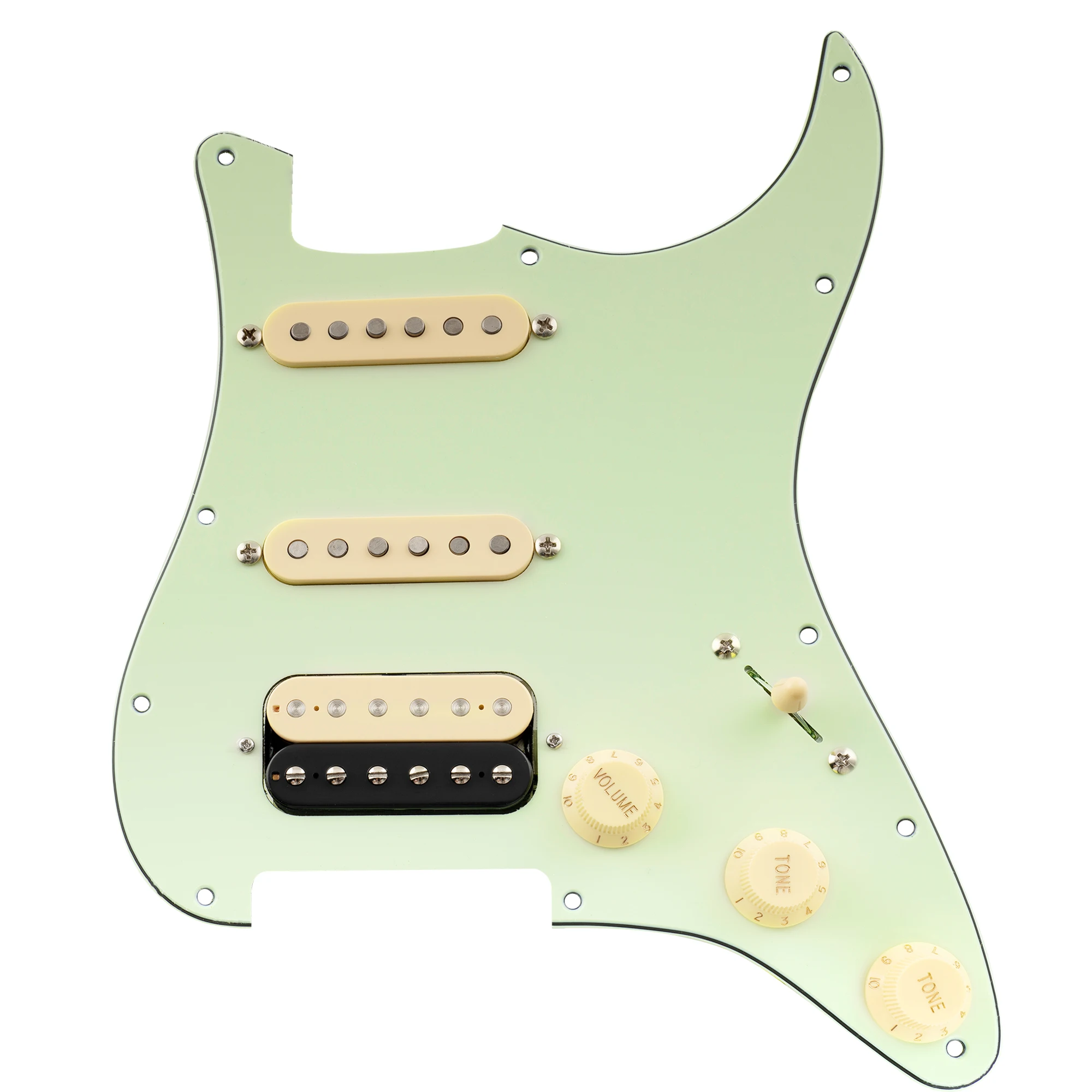 Musiclily Pro Auto-Split Pre-wired Standard HSS Pickguard with Artec Pickups Alnico 5 Magnet for ST Style Electric Guitar