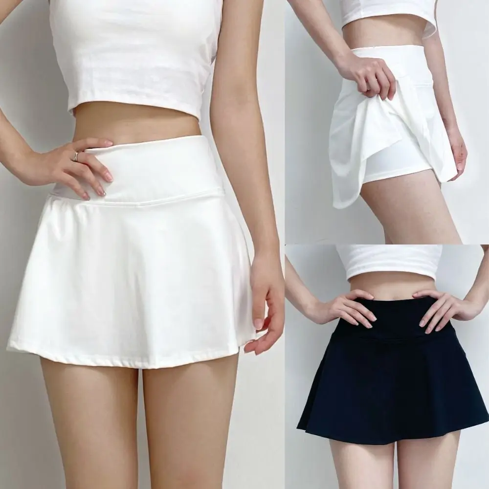 

New High-waisted Sports Short Skirt Quick Drying Slim Built in Shorts Skirt Black Breathable Tennis Skirt Summer