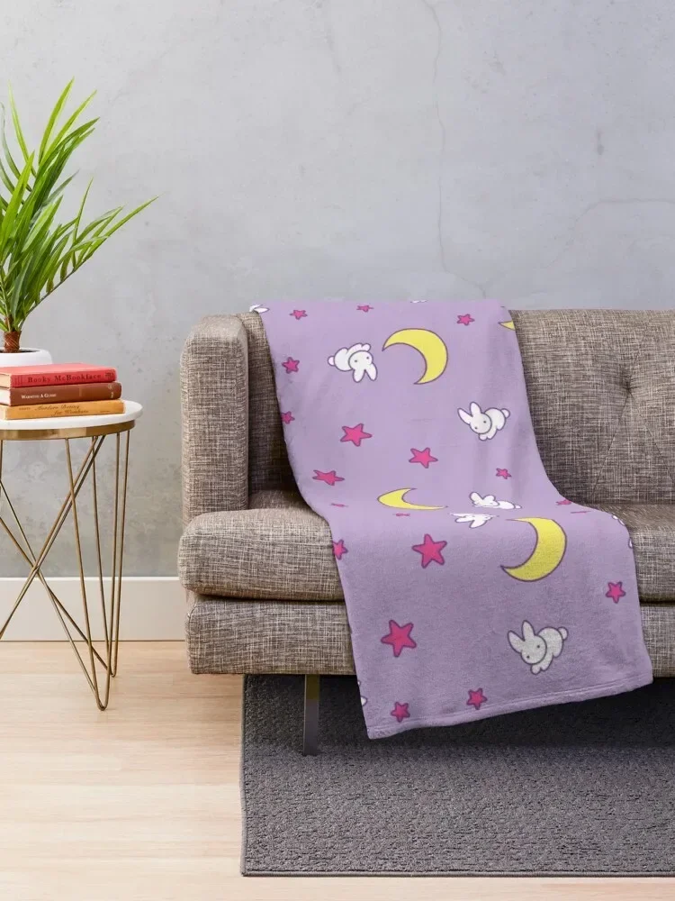 Usagi Blanket - Sailor Moon - Crescent Moon and Bunny Pattern Throw Summer Blanket