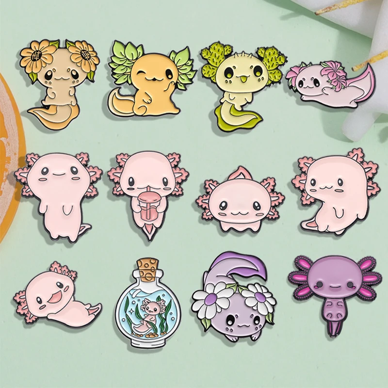 الحيوان الكرتون شارة لطيف دمية الأسماك السمندر مجوهرات الديكور بروش هدية مثالية للأصدقاء والعائلة الإكسسوارات #1