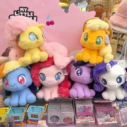 2024 New Miniso Genuine My Little Pony  Plush Sitting Doll Toys Fluttershy Applejack Twilight Sparkle Pinkie Pie Soft Pillow Gif