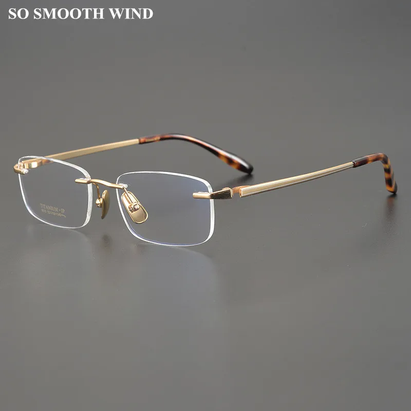 

Square Frameless Ultra-light Pure Titanium Glasses Frame for Men Women Optical Myopia Read Prescription Eyewear Rimless Eyeglass