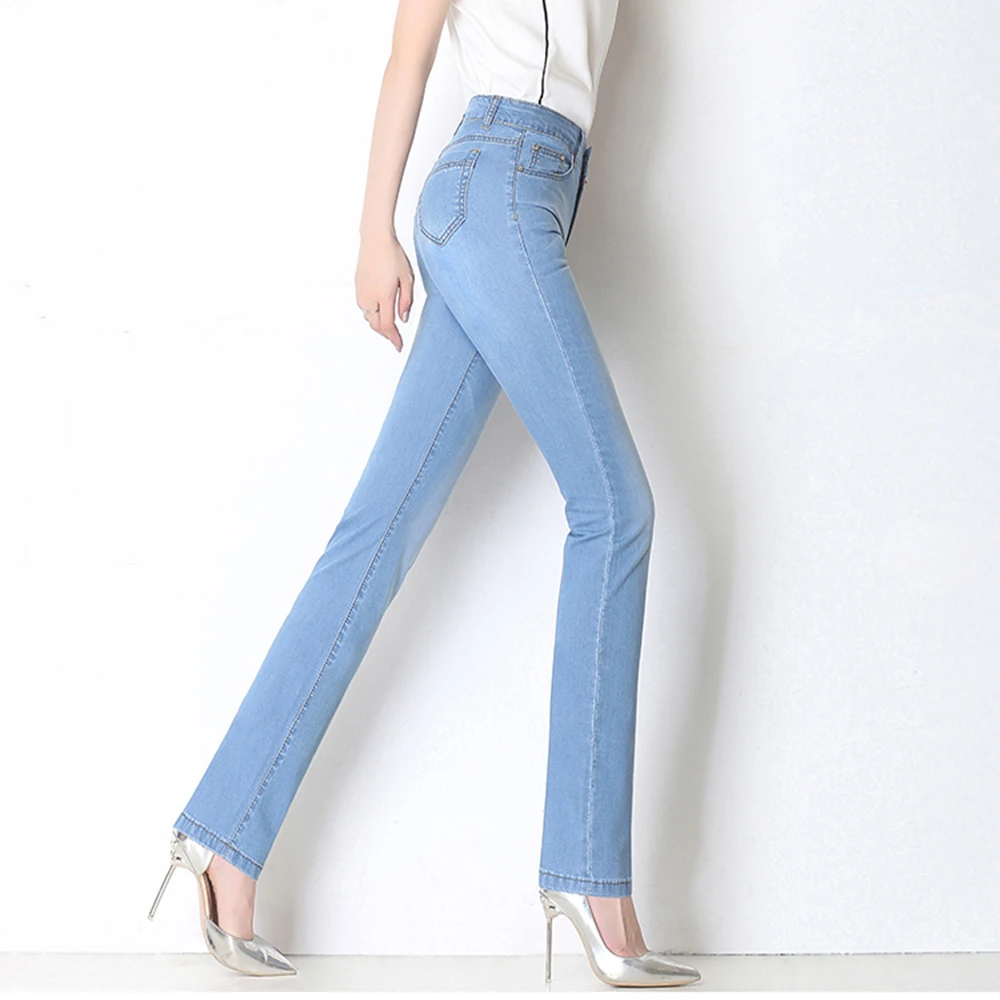 Celana JEANS DENIM ทรงดินสอเข้ารูปสำหรับผู้หญิงผ้าคอตตอนยืดตรงขนาดพิเศษให้6XL