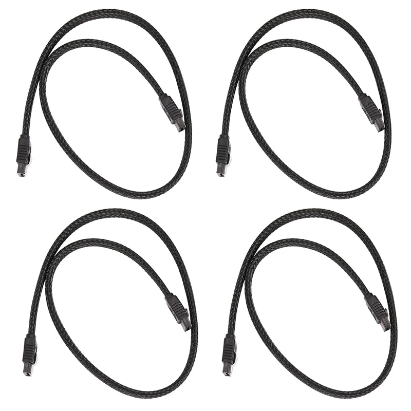 4X 50CM SATA 3.0 III SATA3 7Pin Data Cable 6Gb/S SSD Cables Data Cord With Nylon Sleeved Premium Version(Black)