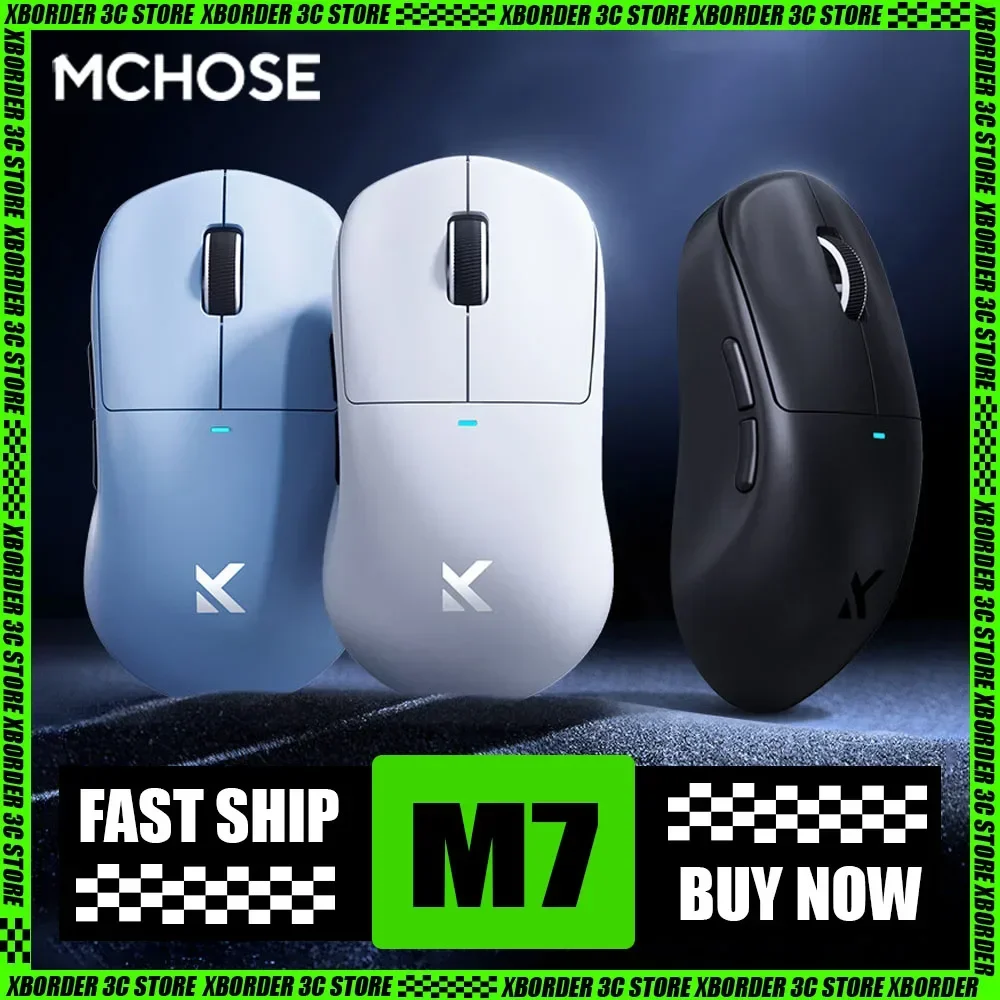 Mchose m7 mouse sem fio 8k retorno tri modo paw3395 leve e-sports gaming mouse ergonomia escritório pc gamer acessório presentes