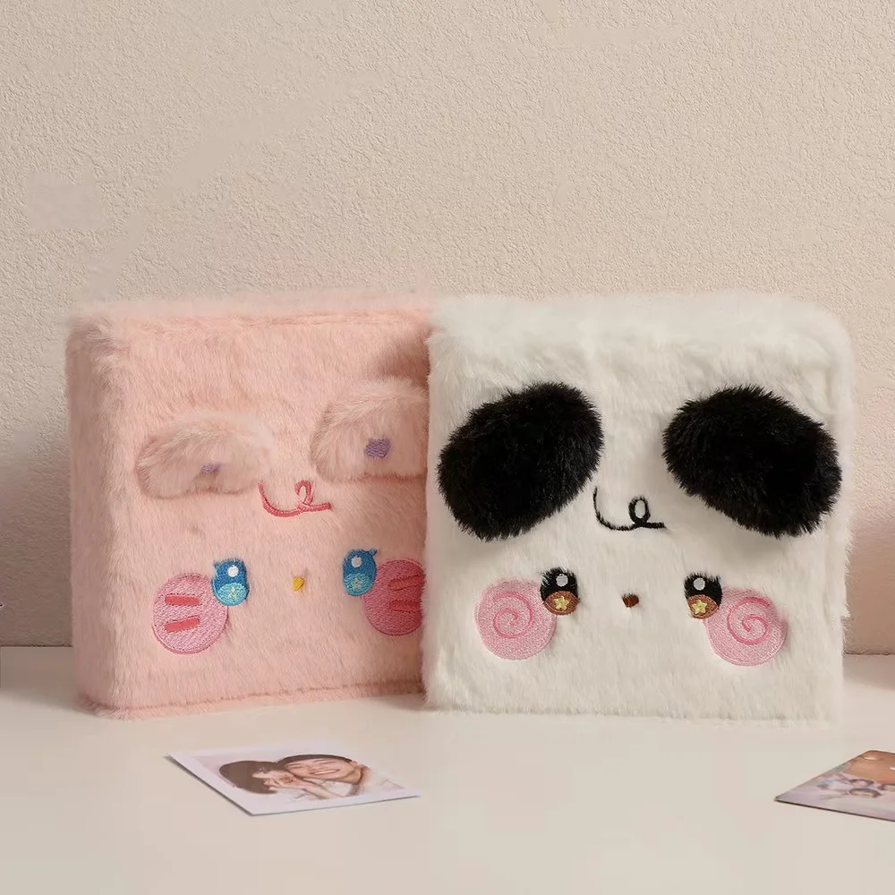 A7 Kawaii Plush rabbit Kpop Photocard square Binder Notebook Collect Book Idol Photo Card Holder Album Storage book Stationery